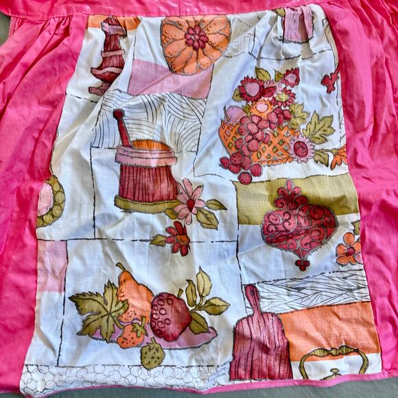 Vintage Handmade Pink Floral Half Apron Tie Waist Cottagecore - Picture 3 of 4